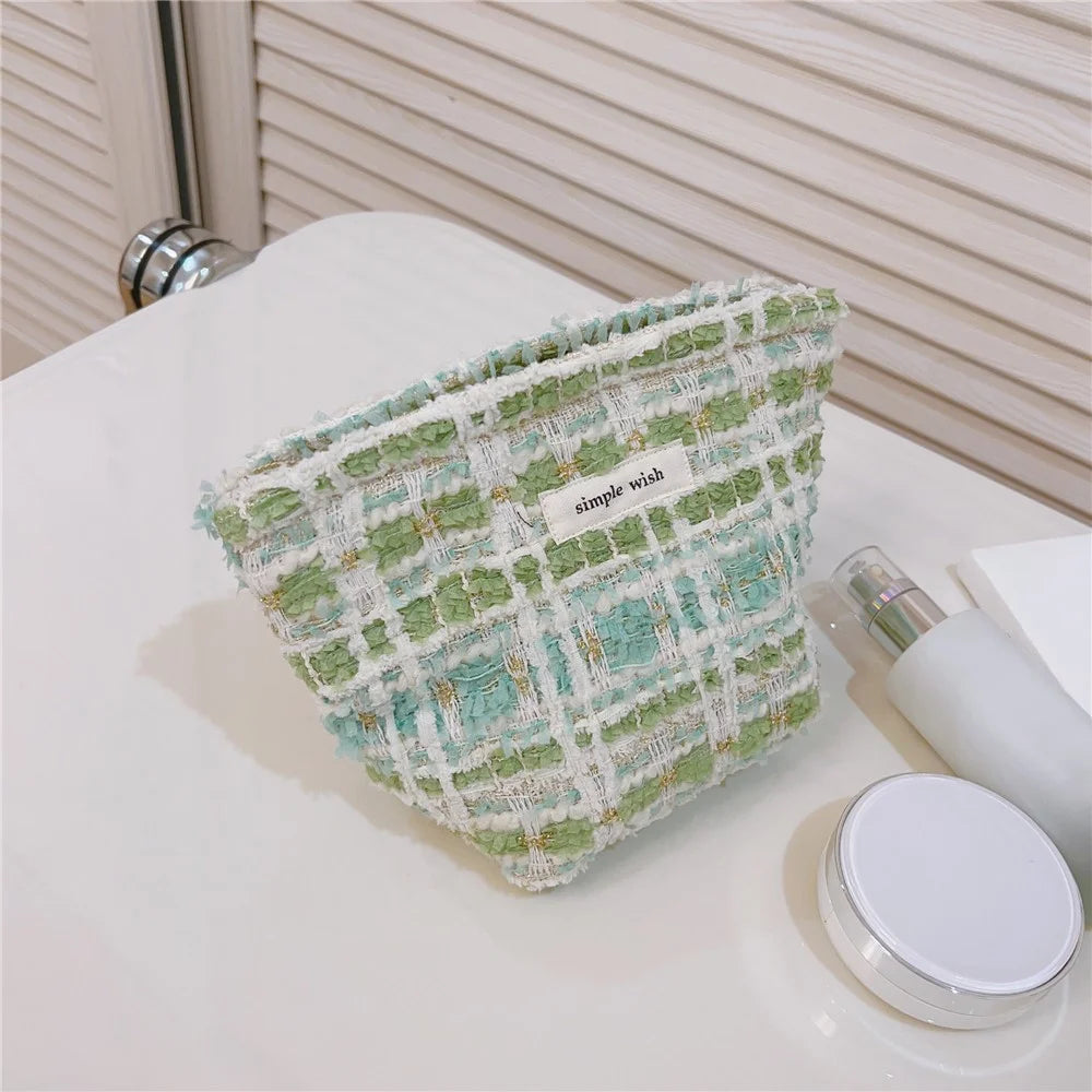 Makeup Storage Bag Purse Zipper Cosmetic Pouch Portable Travel Canvas Organizer Bag, Size: S - Light Green - 5