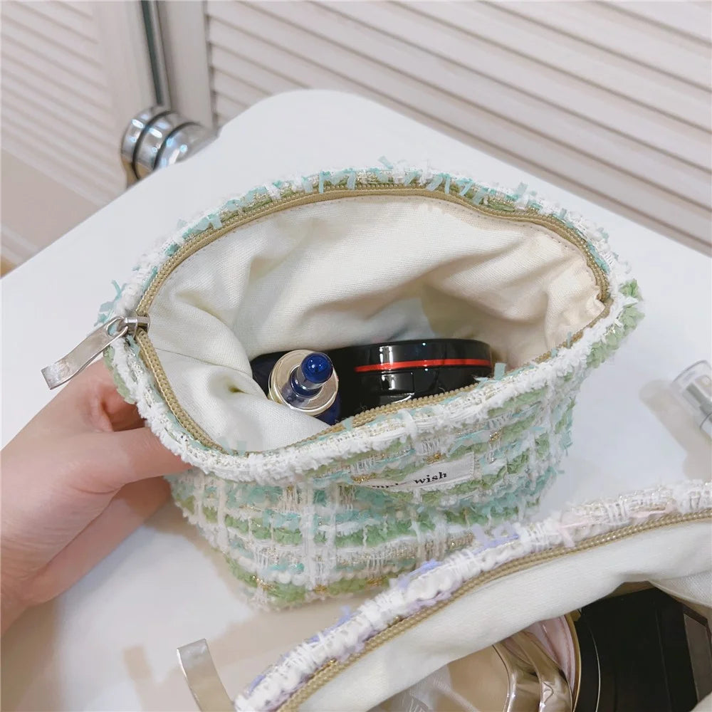 Makeup Storage Bag Purse Zipper Cosmetic Pouch Portable Travel Canvas Organizer Bag, Size: S - Light Green - 7