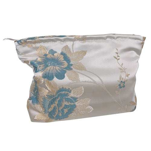 National Style Portable Makeup Bag Canvas Zipper Purse Cosmetic Pouch Organizer Bag for Traveling - Blue - 1