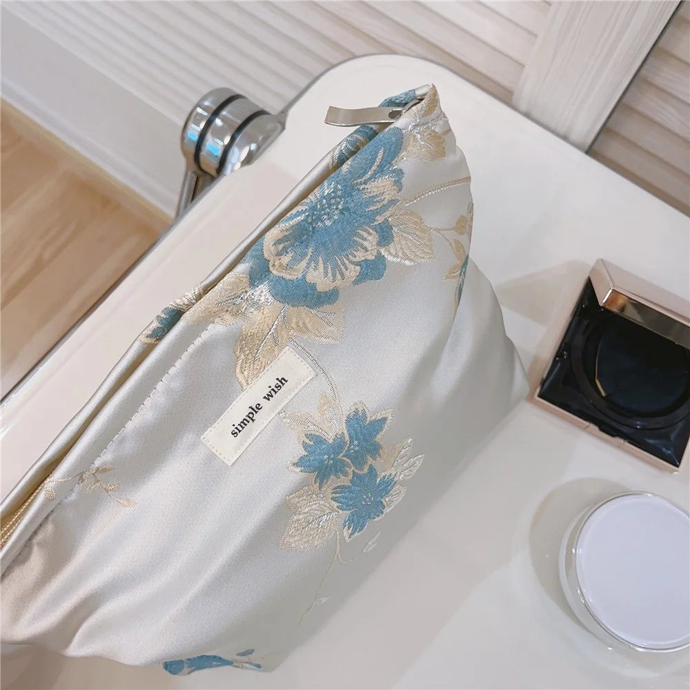 National Style Portable Makeup Bag Canvas Zipper Purse Cosmetic Pouch Organizer Bag for Traveling - Blue - 6