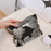 Flower Pattern Portable Cosmetic Bag Zipper Purse Pouch Canvas Makeup Storage Bag - Large Silver Flower - 3