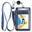 Zipper Pocket Card Case Bag PU Leather Name Badge Holder with Neck Strap and Retractable Buckle - Sapphire - 1