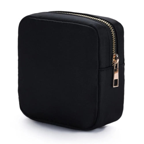 Nylon Makeup Pouch Zipper Toiletry Bag Large Capacity Travel Cosmetic Bag for Women Girls - Black - 1