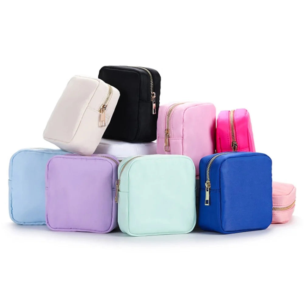 Nylon Makeup Pouch Zipper Toiletry Bag Large Capacity Travel Cosmetic Bag for Women Girls - Black - 6