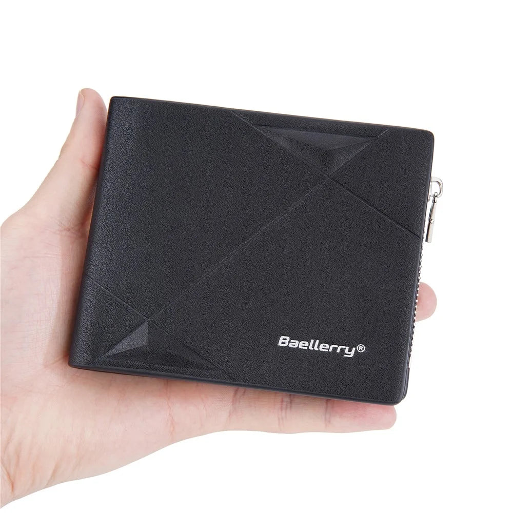 BAELLERRY D9194 PU Leather Zippered Wallet for Men, Short Clutch Bag with Card Slot - Black - 5