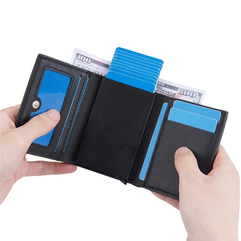 BAELLERRY D9213 PU Leather Crocodile Texture Wallet RFID Blocking Metal Card Holder Coin Purse for Men - Black - 3