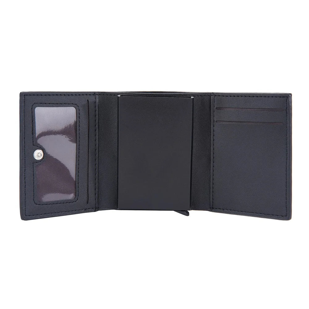 BAELLERRY D9213 PU Leather Crocodile Texture Wallet RFID Blocking Metal Card Holder Coin Purse for Men - Black - 5