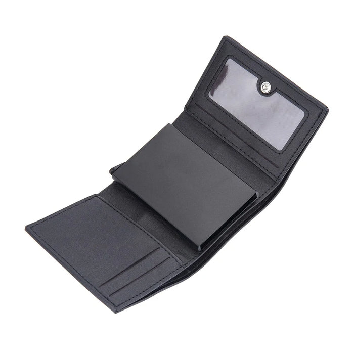 BAELLERRY D9213 PU Leather Crocodile Texture Wallet RFID Blocking Metal Card Holder Coin Purse for Men - Black - 6