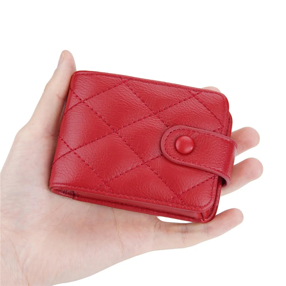 BAELLERRY N2388 Fashionable Leather Bag Rhomboid Texture Lipstick Cosmetics Bag with Mirror, Card Holder - Red - 4