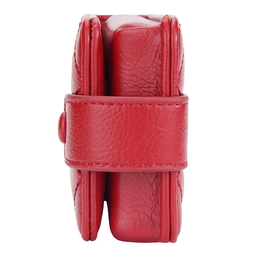 BAELLERRY N2388 Fashionable Leather Bag Rhomboid Texture Lipstick Cosmetics Bag with Mirror, Card Holder - Red - 5