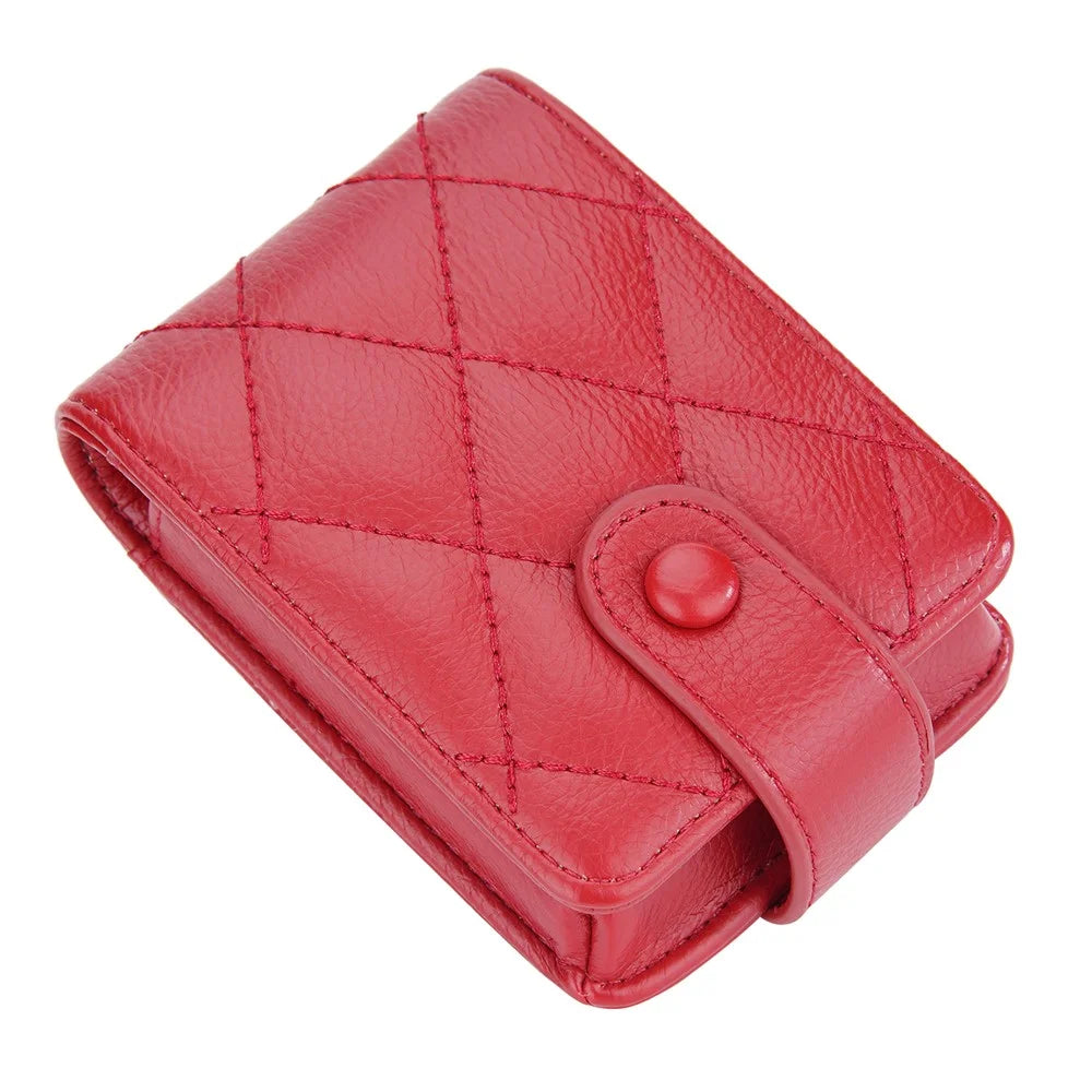 BAELLERRY N2388 Fashionable Leather Bag Rhomboid Texture Lipstick Cosmetics Bag with Mirror, Card Holder - Red - 6