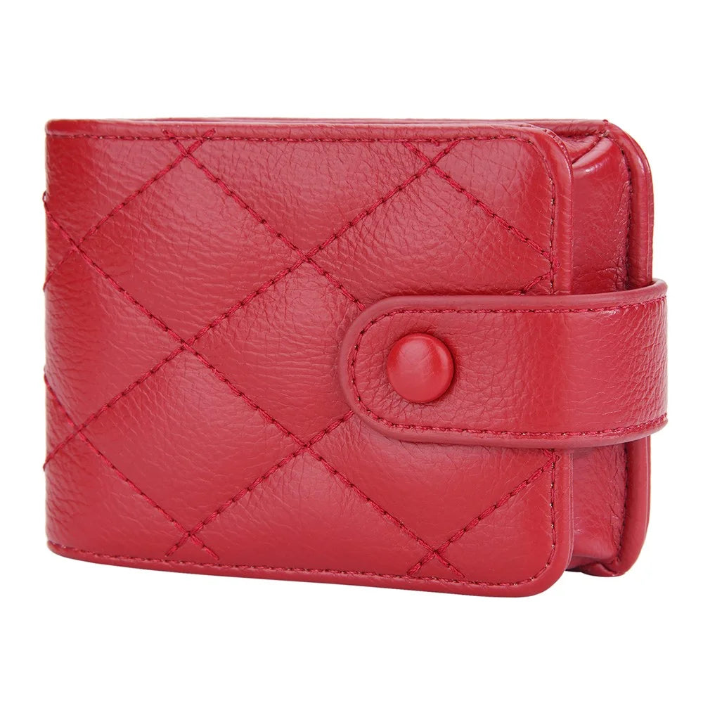 BAELLERRY N2388 Fashionable Leather Bag Rhomboid Texture Lipstick Cosmetics Bag with Mirror, Card Holder - Red - 7