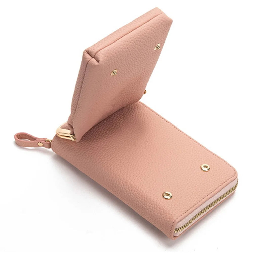 Stylish PU Leather Touch Screen Phone Carrying Bag Coin Purse Women Crossbody Bag - Pink - 4