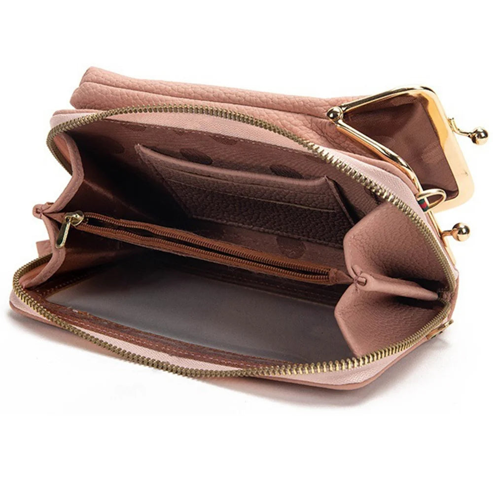 Stylish PU Leather Touch Screen Phone Carrying Bag Coin Purse Women Crossbody Bag - Pink - 6