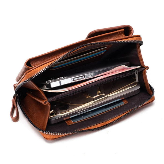 Stylish PU Leather Women Phone Bag Zipper Coin Purse Crossbody Bag - Brown - 2
