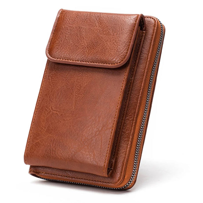 Stylish PU Leather Women Phone Bag Zipper Coin Purse Crossbody Bag - Brown - 4