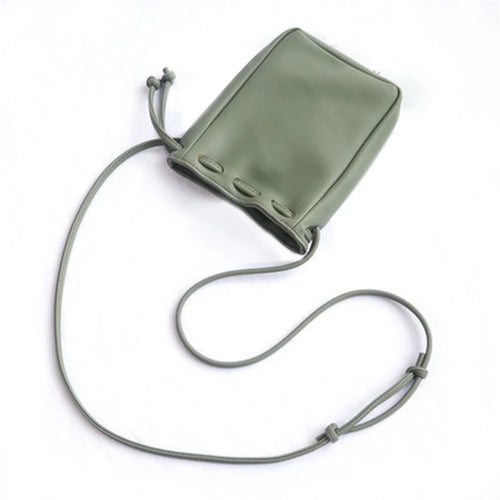 Mini Phone Crossbody Bag Shoulder Bag Smartphone Carry Pouch Daypack with Drawstring Closure - Green - 1