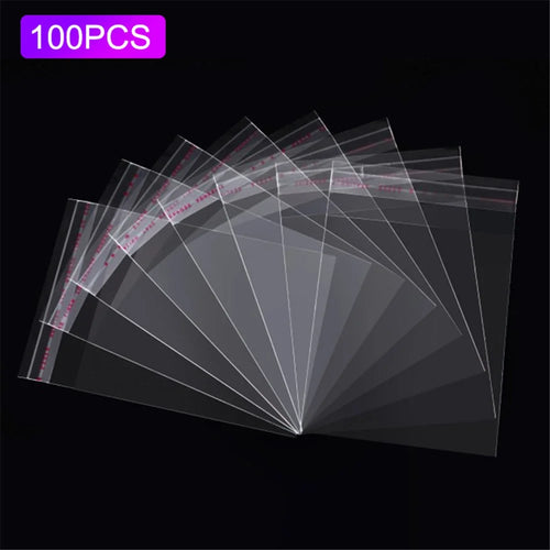 100Pcs 12x17cm Transparent Self Seal OPP Packing Bag Jewelry Stationery Clothes Storage Bag, Double Layer 0.08mm - 1