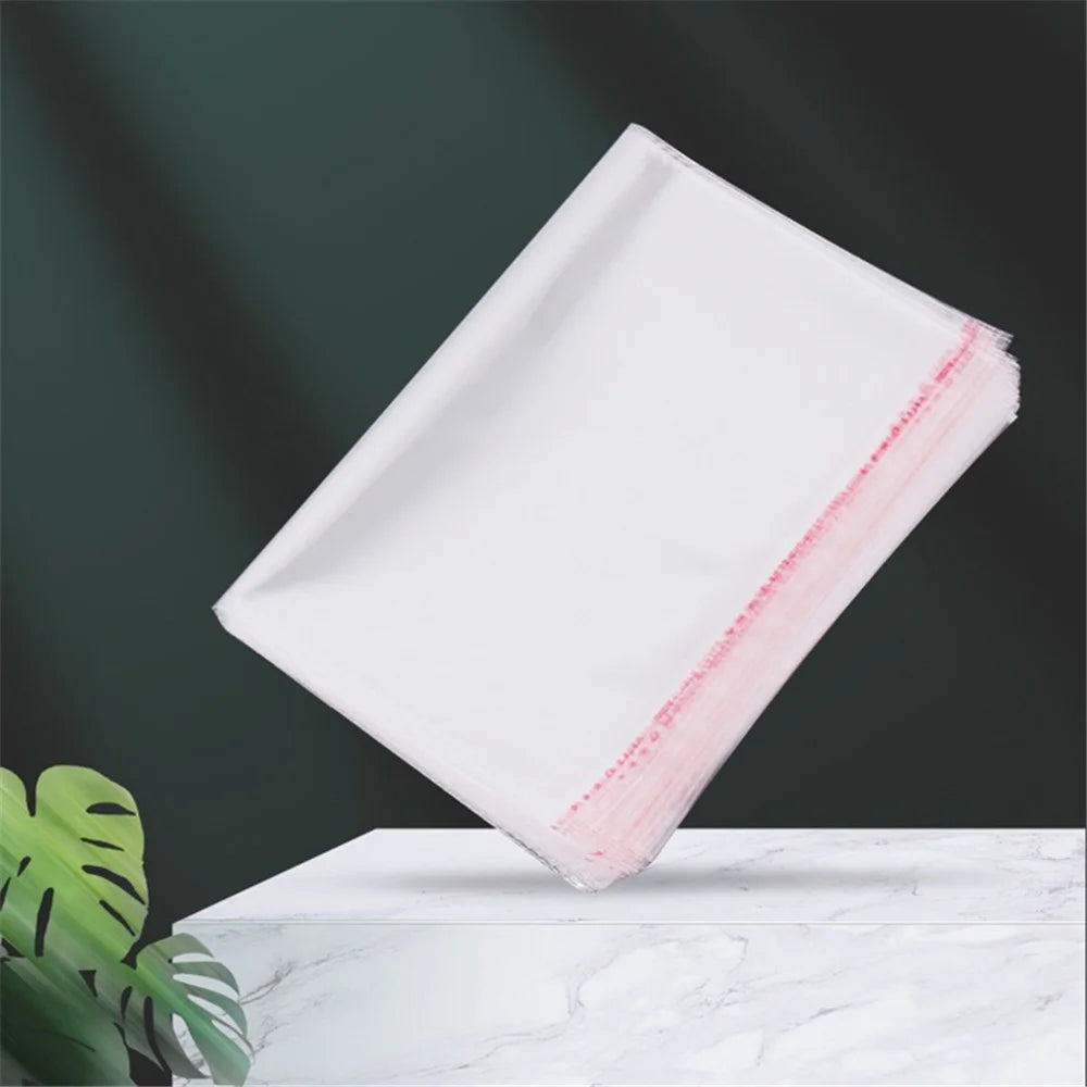 100Pcs 12x17cm Transparent Self Seal OPP Packing Bag Jewelry Stationery Clothes Storage Bag, Double Layer 0.08mm - 3