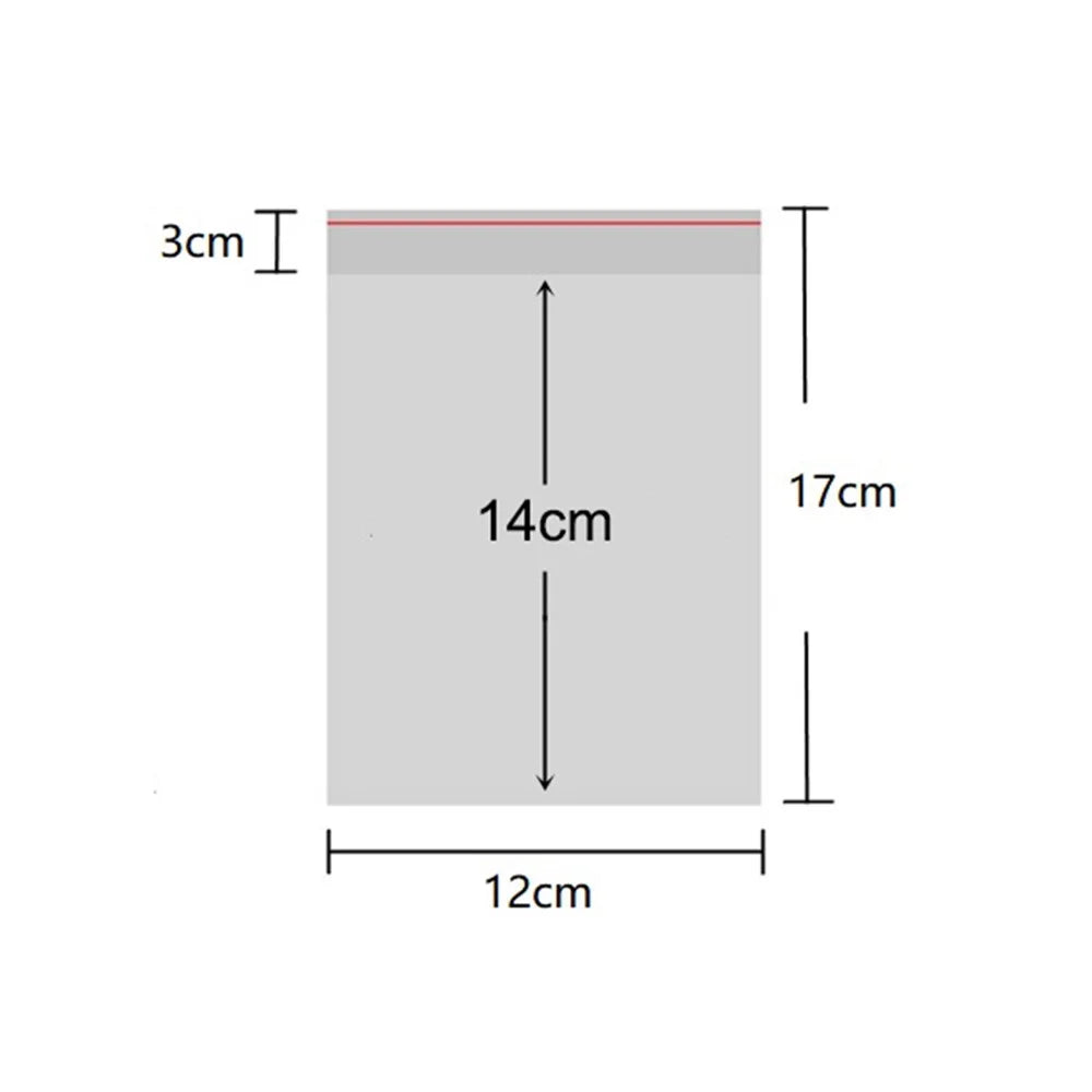 100Pcs 12x17cm Transparent Self Seal OPP Packing Bag Jewelry Stationery Clothes Storage Bag, Double Layer 0.08mm - 6
