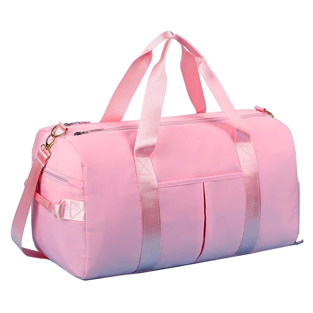 Large Capacity Travel Bag Sports Duffel Bag Waterproof Luggage Bag with Shoes Compartment - Pink - 1
