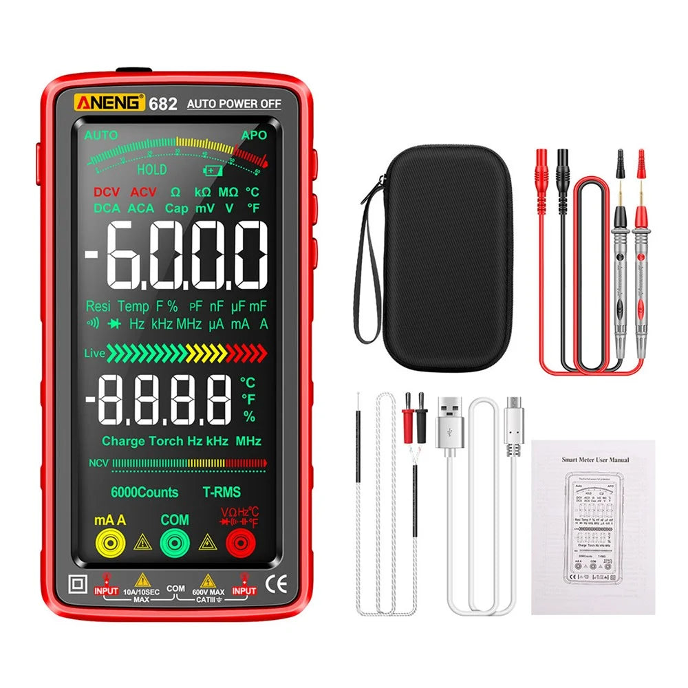 ANENG 682 Rechargeable Multimeter Digital High-Precision Intelligent Auto-Rang Anti-Burning Multimeter - Red - 1
