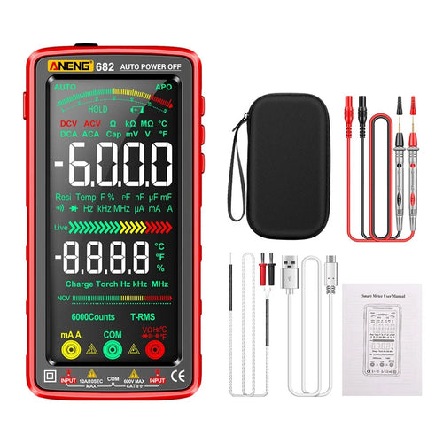 ANENG 682 Rechargeable Multimeter Digital High-Precision Intelligent Auto-Rang Anti-Burning Multimeter - Red - 1
