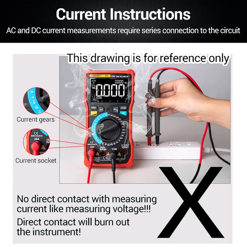 ANENG 682 Rechargeable Multimeter Digital High-Precision Intelligent Auto-Rang Anti-Burning Multimeter - Red - 7