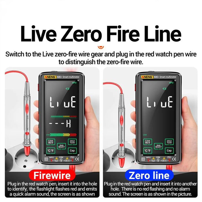 ANENG 683 Touch Screen NCV Induction Multimeter Digital High Precision Smart Auto Range Burn-Proof Rechargeable Multimeter - Black - 5