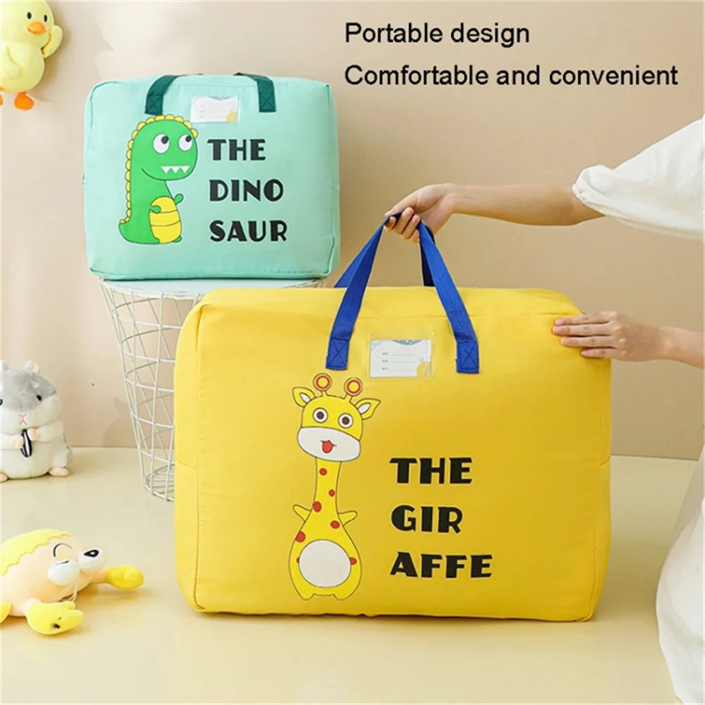 36.5x46.5x18CM Children's Quilt Organizer Cute Cartoon Pattern Zippered Bedding Oxford Cloth Storage Bag - Yellow - 2