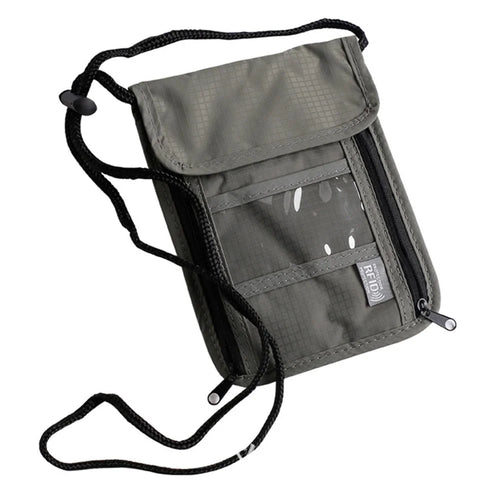 Travel Nylon Shoulder Crossbody Bag RFID Blocking Passport Holder to Keep Your Card Documents Safe (with Clear PVC Window) - Grey - 1