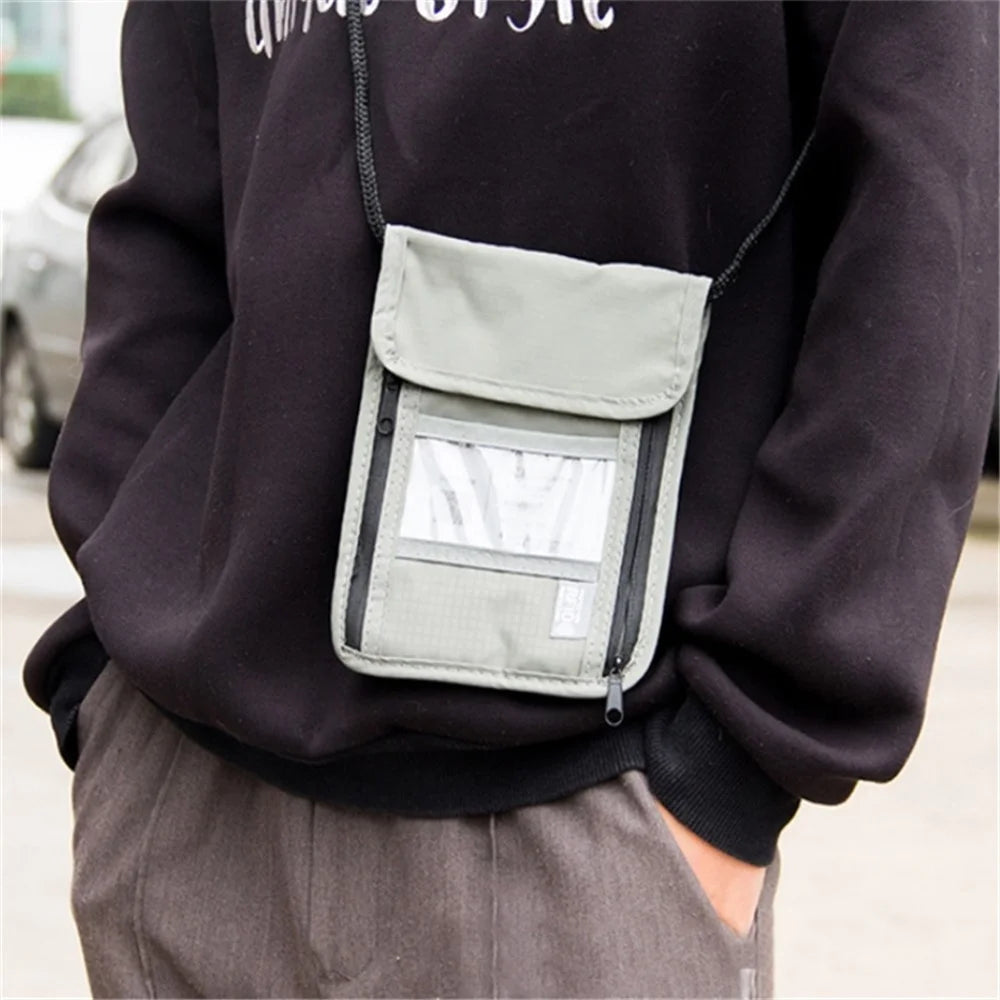 Travel Nylon Shoulder Crossbody Bag RFID Blocking Passport Holder to Keep Your Card Documents Safe (with Clear PVC Window) - Grey - 2