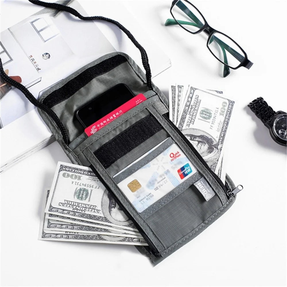 Travel Nylon Shoulder Crossbody Bag RFID Blocking Passport Holder to Keep Your Card Documents Safe (with Clear PVC Window) - Grey - 3