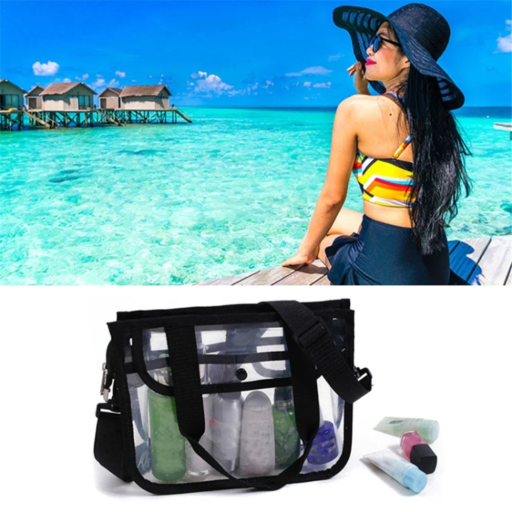 Clear EVA Bag Makeup Cosmetic Toiletry Organizer Tote Bag Waterproof Handbag for Travel, Swimming, Gym - 2