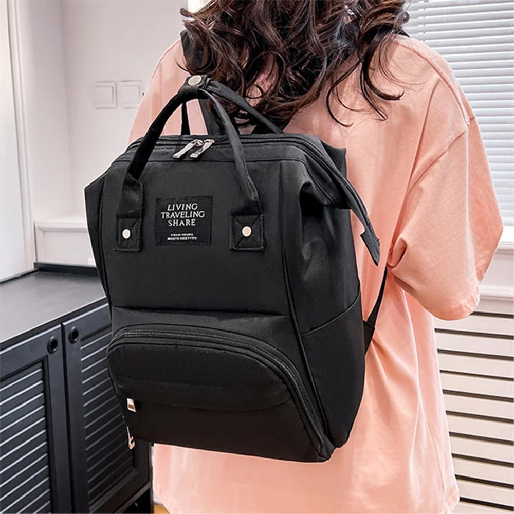 Large Oxford Cloth Mommy Bag Baby Diaper Backpack Outdoor Carrying Bag Maternity Bag Nappy Milk Bottle Storage Organizer - Black - 2