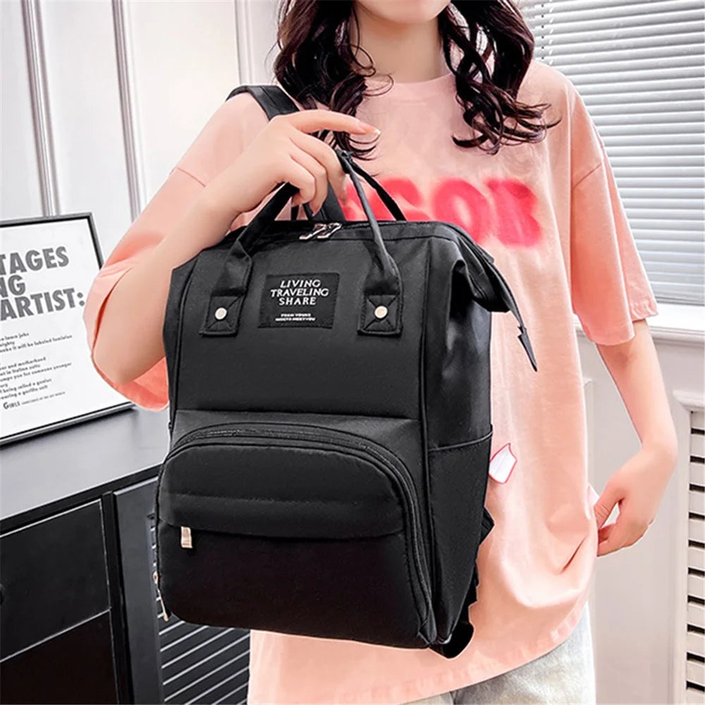 Large Oxford Cloth Mommy Bag Baby Diaper Backpack Outdoor Carrying Bag Maternity Bag Nappy Milk Bottle Storage Organizer - Black - 3