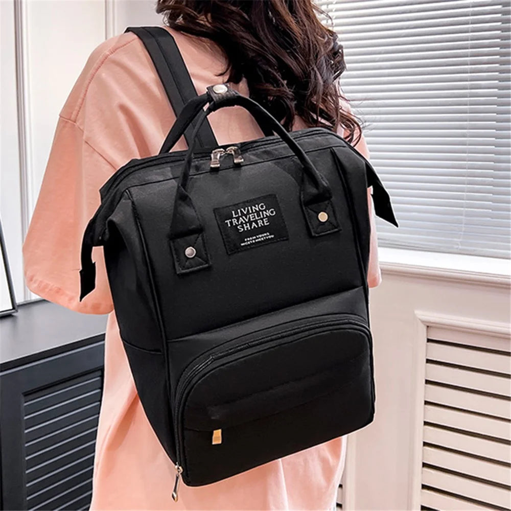 Large Oxford Cloth Mommy Bag Baby Diaper Backpack Outdoor Carrying Bag Maternity Bag Nappy Milk Bottle Storage Organizer - Black - 4