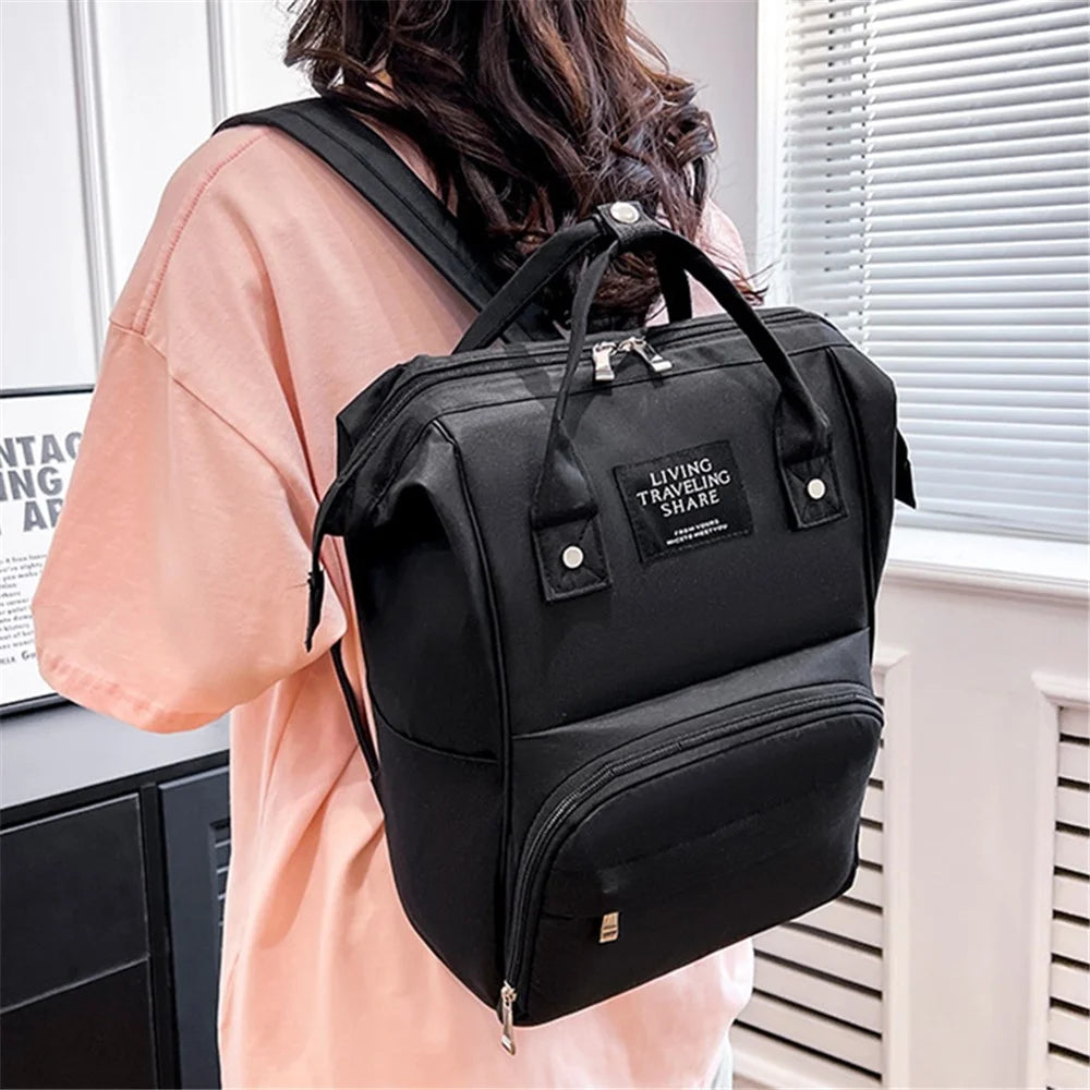 Large Oxford Cloth Mommy Bag Baby Diaper Backpack Outdoor Carrying Bag Maternity Bag Nappy Milk Bottle Storage Organizer - Black - 5