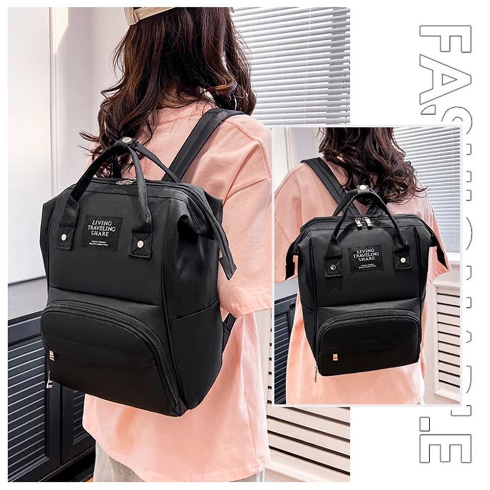 Large Oxford Cloth Mommy Bag Baby Diaper Backpack Outdoor Carrying Bag Maternity Bag Nappy Milk Bottle Storage Organizer - Black - 6