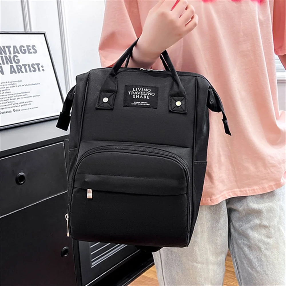 Large Oxford Cloth Mommy Bag Baby Diaper Backpack Outdoor Carrying Bag Maternity Bag Nappy Milk Bottle Storage Organizer - Black - 7