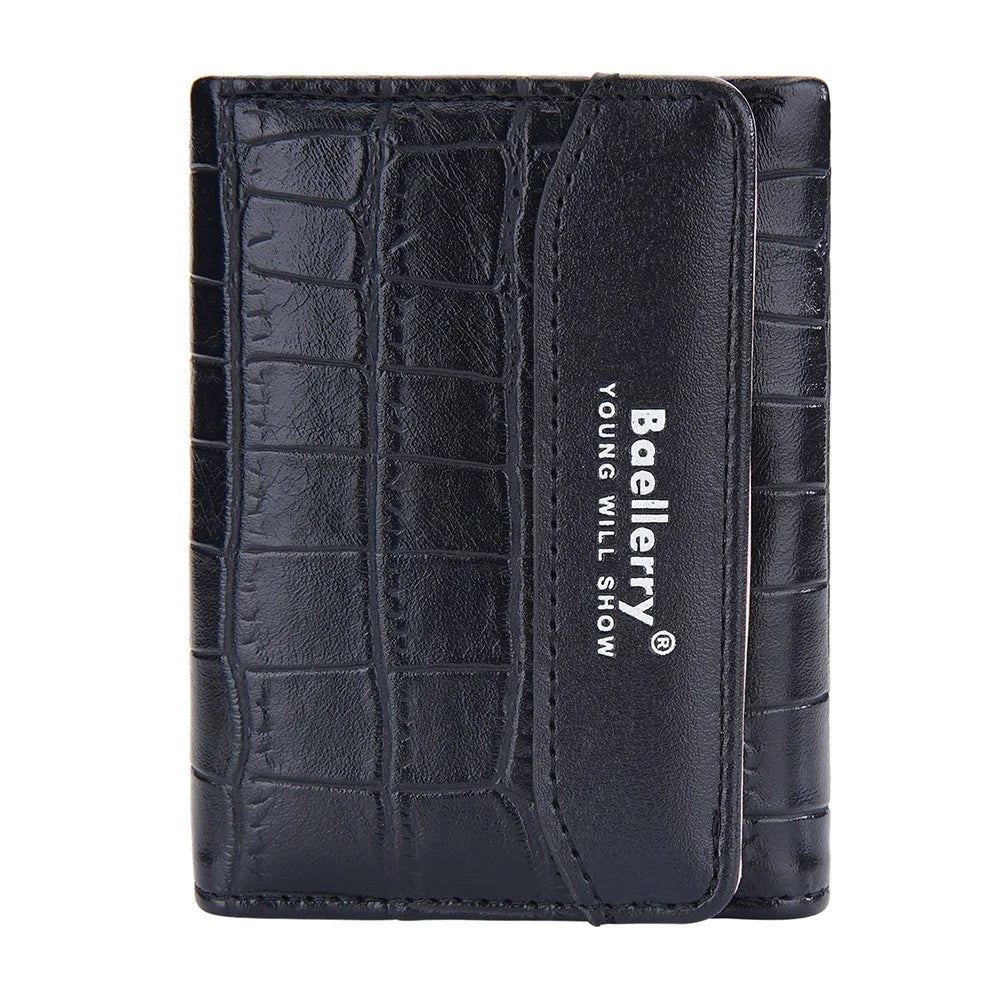 BAELLERRY N8322 Stone Texture Women PU Leather Short Wallet Cash Card Holder Bag - Black - 2