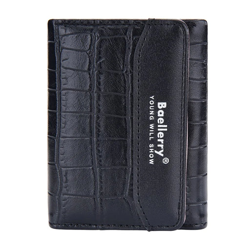 BAELLERRY N8322 Stone Texture Women PU Leather Short Wallet Cash Card Holder Bag - Black - 2