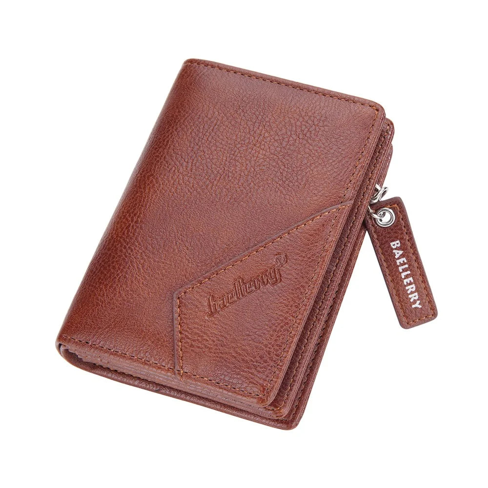 BAELLERRY D3254 PU Leather Retro Men Short Wallet Zipper Pocket Cards Cash Storage Bag Coin Purse - Brown - 4