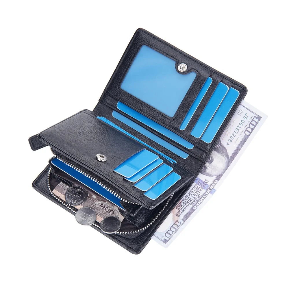 BAELLERRY D3254 PU Leather Retro Men Short Wallet Zipper Pocket Cards Cash Storage Bag Coin Purse - Brown - 7