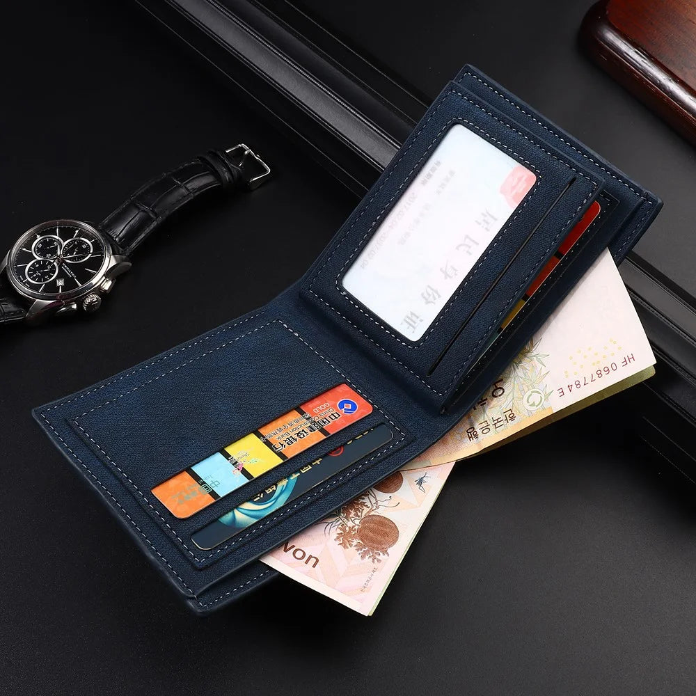 BAELLERRY D9199 Zipper Design Contrast Color Men Short Wallet PU Leather Cards Cash Carrying Bag - Blue - 3