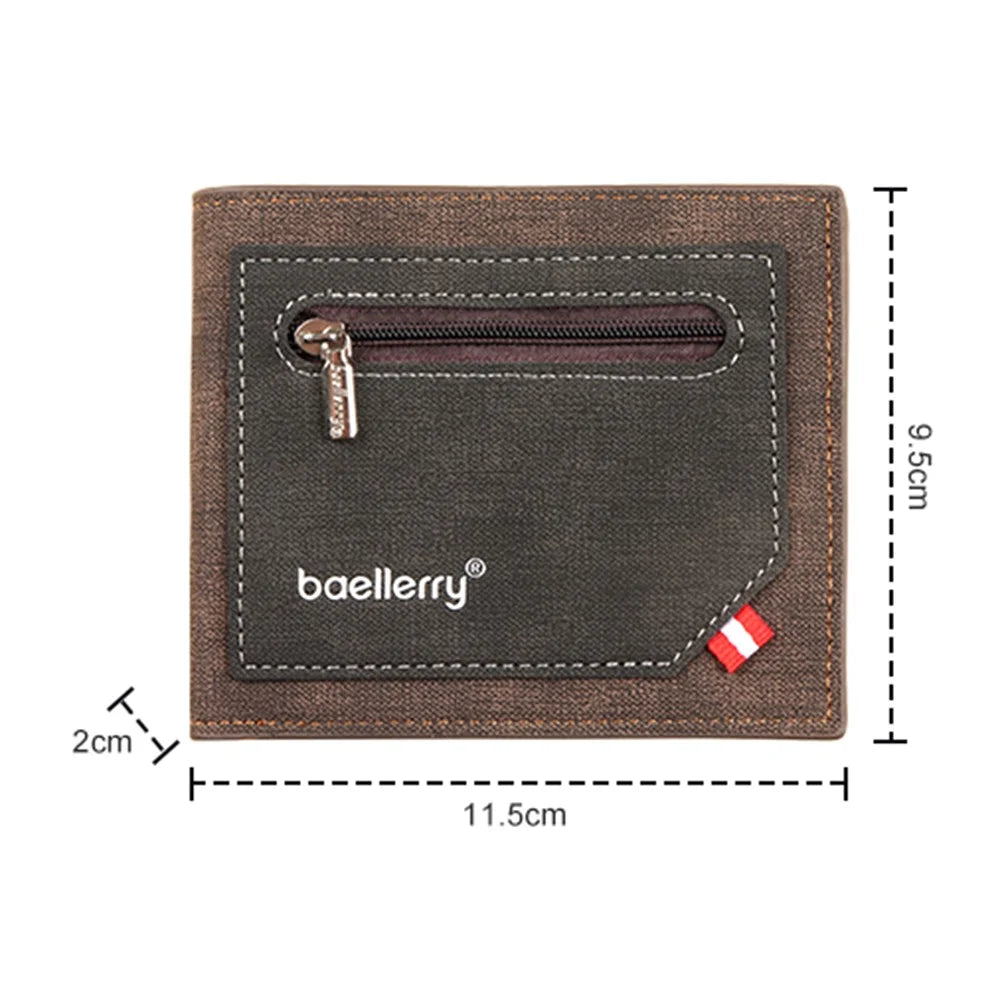 BAELLERRY D9199 Zipper Design Contrast Color Men Short Wallet PU Leather Cards Cash Carrying Bag - Blue - 6