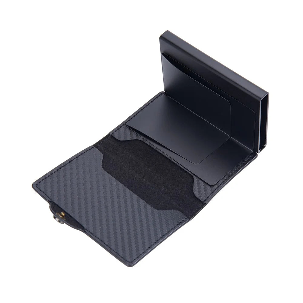 BAELLERRY K9303 Simple Style PU Leather Card Holder Portable Slim Magnetic Card Wallet Pouch - Black - 5