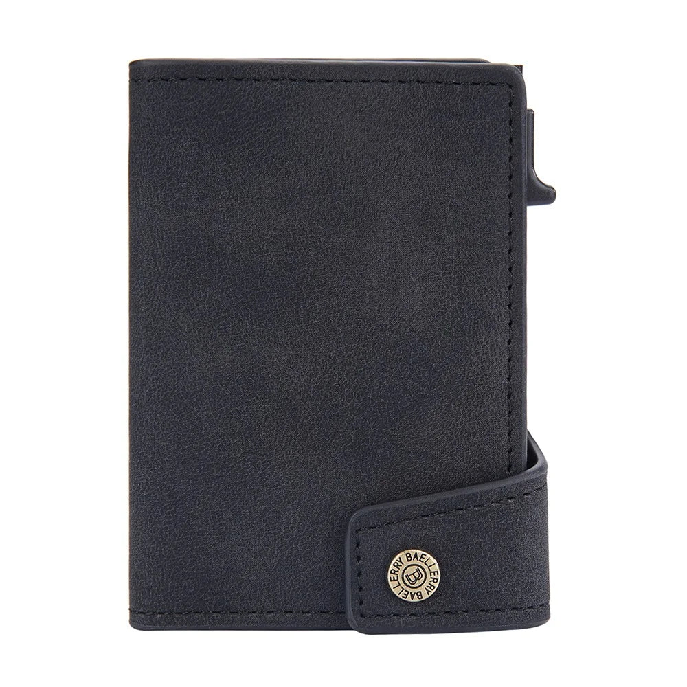 BAELLERRY K9304 Retro Style PU Leather Card Container Magnetic Card Holder Slim Wallet Pouch - Black - 2