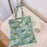 Pattern Printing Cotton+Canvas Bag Large Capacity Shoulder Bag for Shopping Office School - Green / Rabbit - 2