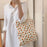 Floral Pattern Cotton+Canvas Bag Large Capacity Women Shoulder Bag for Shopping Office School - White / Orange Small Flower - 1
